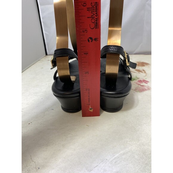 Sas Womens Caress Wedge Sandal Black Leather Cushoined Low Heel Slingback 8.5 - Picture 4 of 10